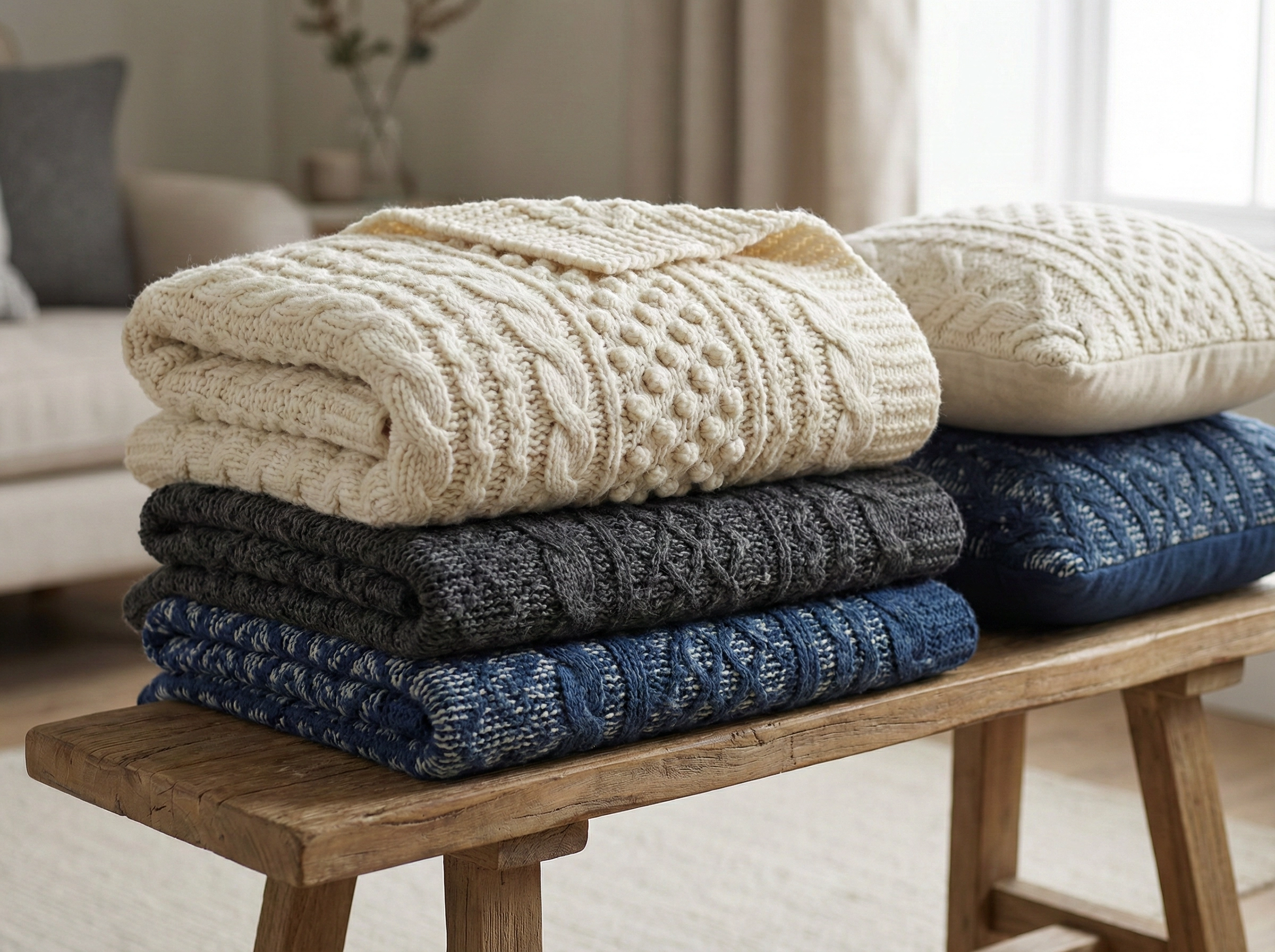 Knitted Home Textile Blanket Cushion