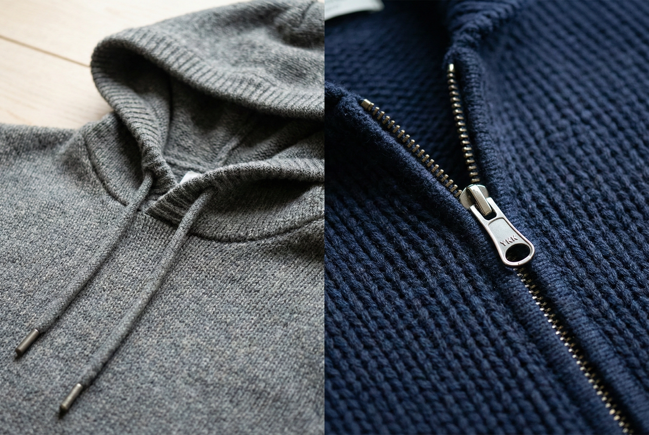 Knitted Hoodie & Zip-Up Cardigan