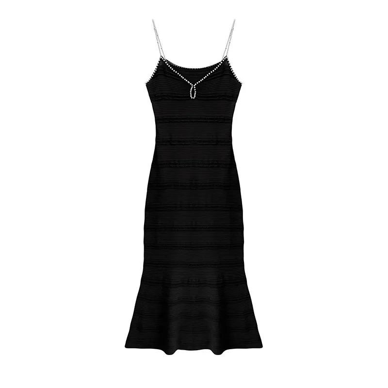 Fine-gauge fitted knit slip dress