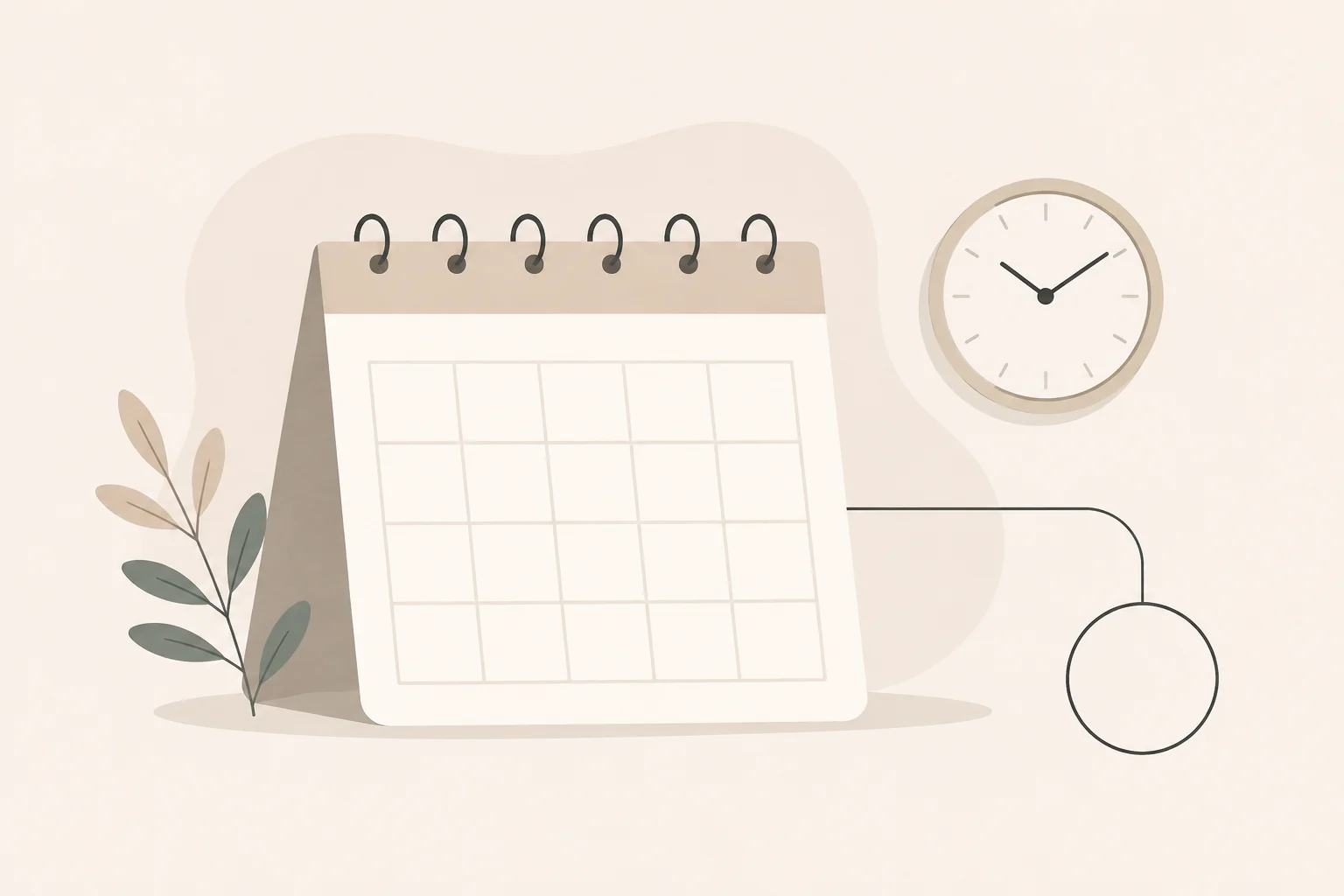 A calendar icon, clock and unfilled decision marker.