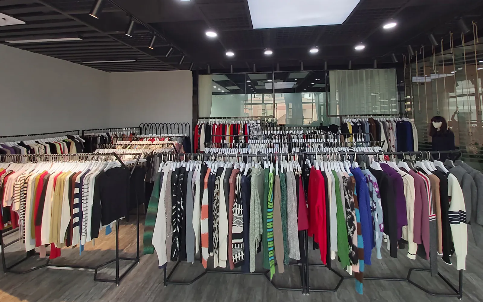 Sweater sample showroom with knitwear collections