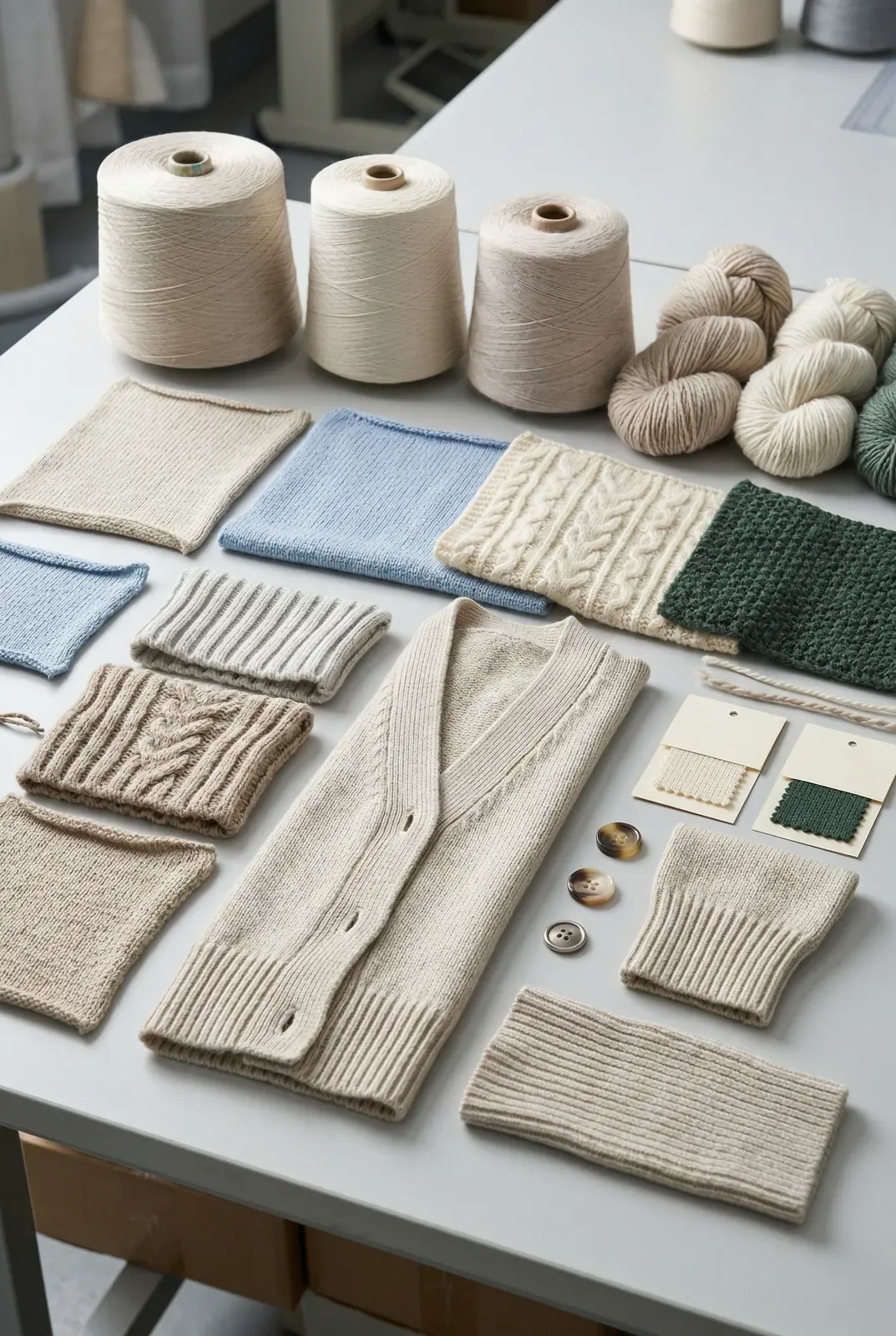 Yarns and materials for custom cardigan development